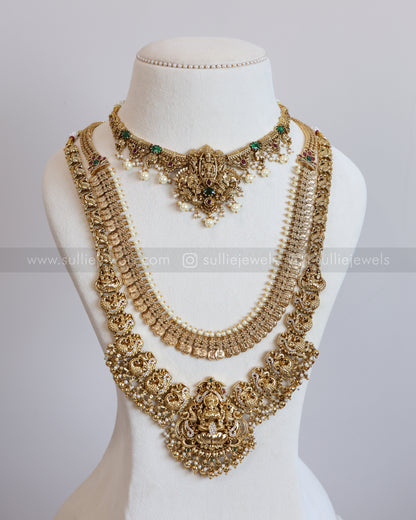 Designer Lakshmi Gold Coin Premium Bridal Combo ( 5 piece )