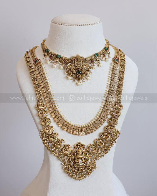 Designer Lakshmi Gold Coin Premium Bridal Combo ( 5 piece )