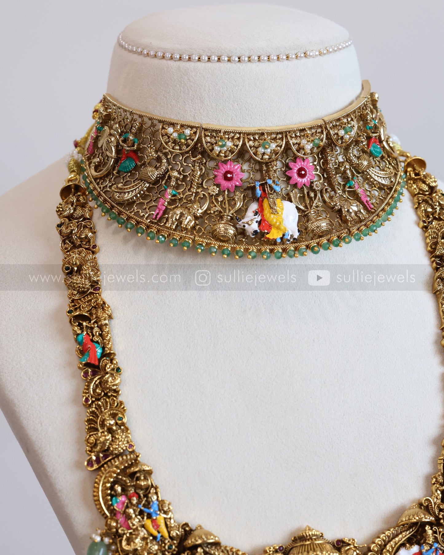 Premium Meenakari Lord Krishna Bridal Combo ( 3 piece )