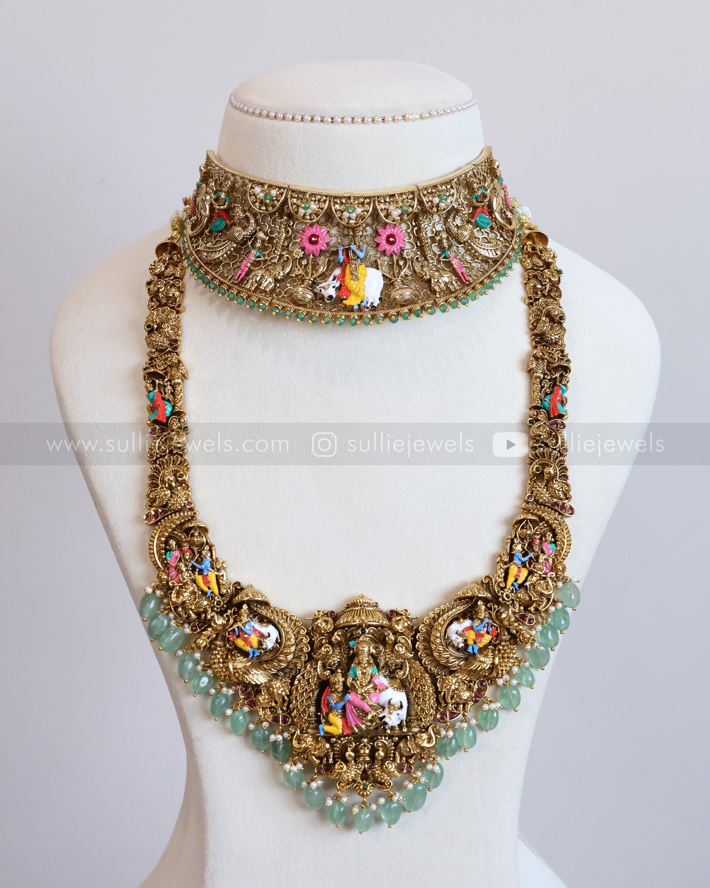 Premium Meenakari Lord Krishna Bridal Combo ( 3 piece )