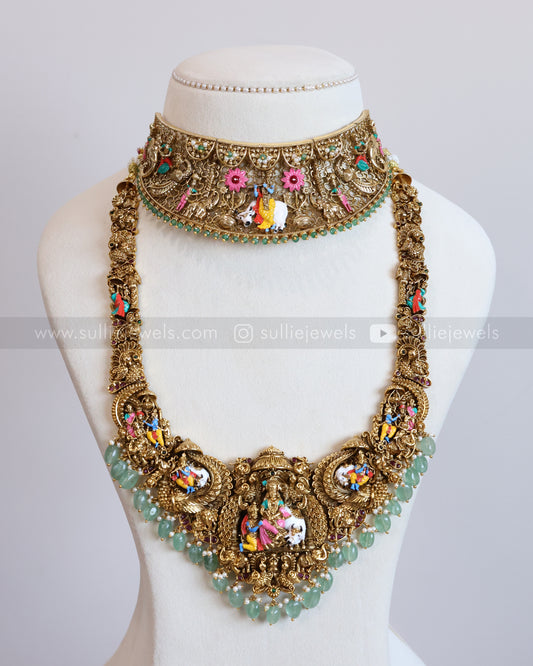Premium Meenakari Lord Krishna Bridal Combo ( 3 piece )