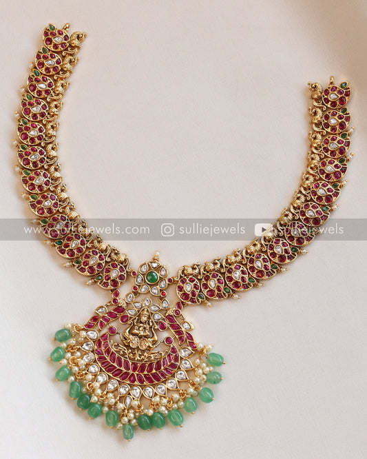 Kemp Lakshmi Premium Necklace with Earring - Mint Beads