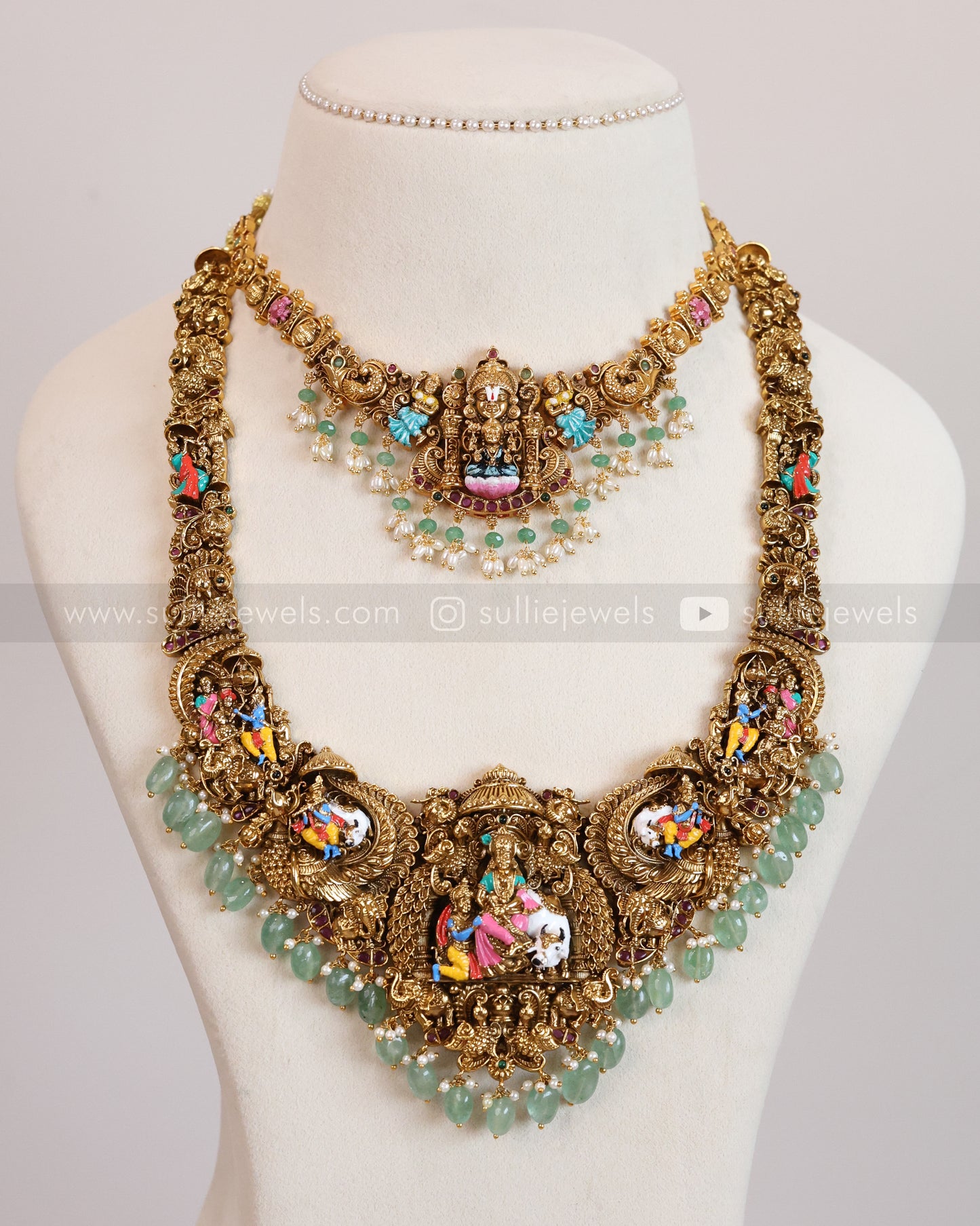 Premium Meenakari Venkateshwara Lakshmi & Lord Krishna Bridal Combo ( 3 piece )