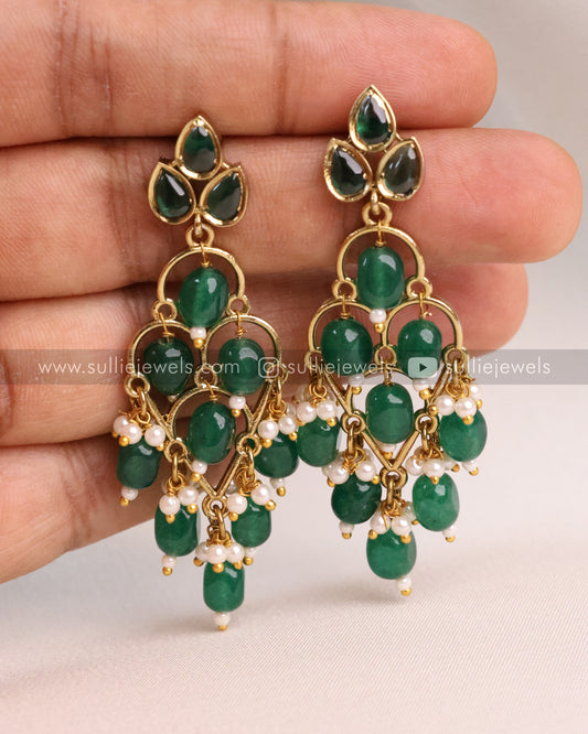 Designer Stone Earring - Green