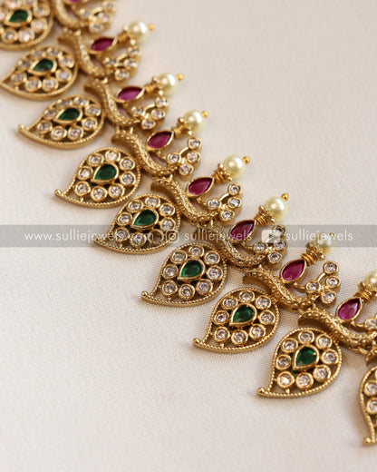 AD Peacock Detailed Long Chain with Earring
