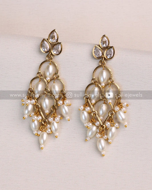 Designer Stone Earring - White
