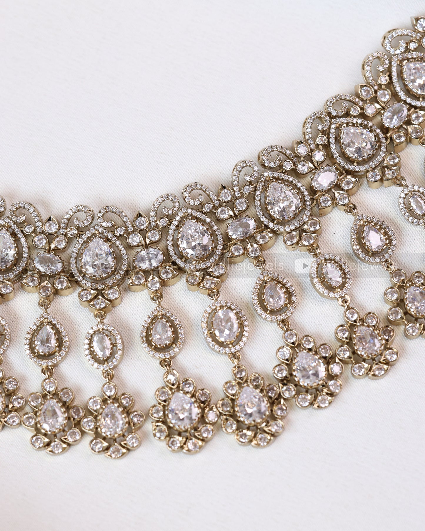 2109 - Premium Raindrop Polki White Heavy Choker with Earrings