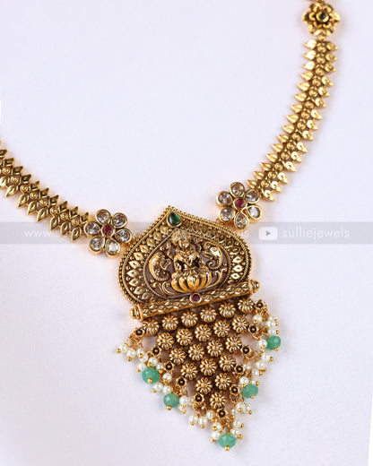 3906 - Traditional Lakshmi Attigai Necklace with Earring