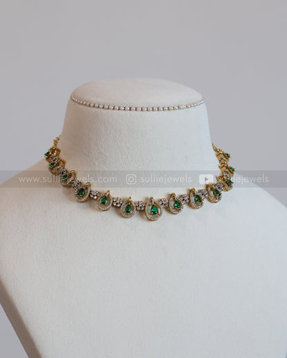 Raindrop Diamonds Necklace with Earring