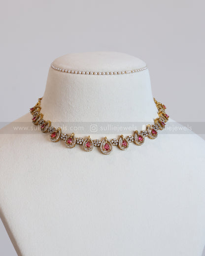 Raindrop Diamonds Necklace with Earring