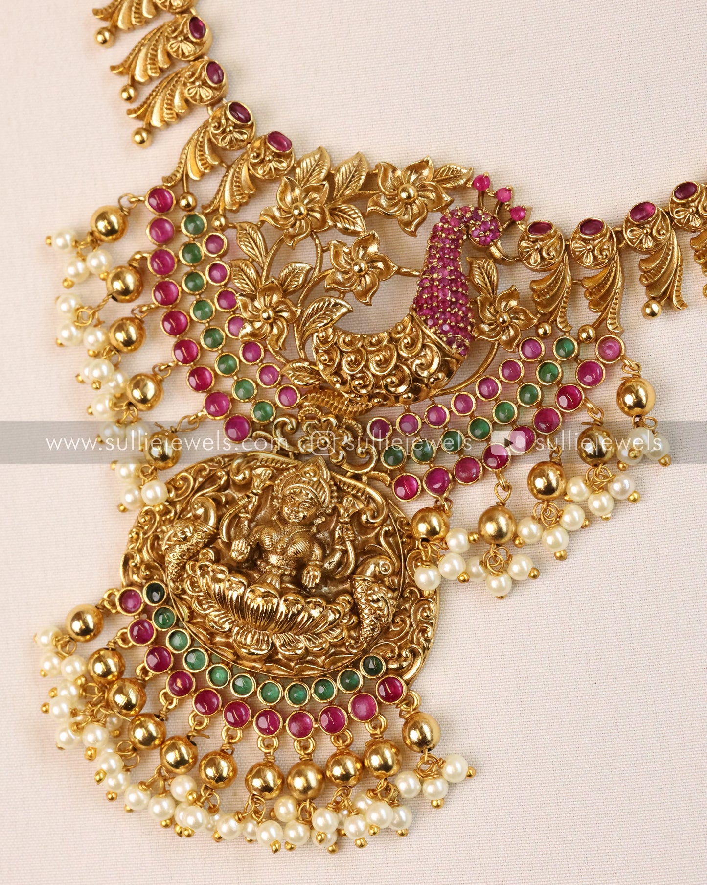 Lakshmi & Peacock AD Necklace with Earring
