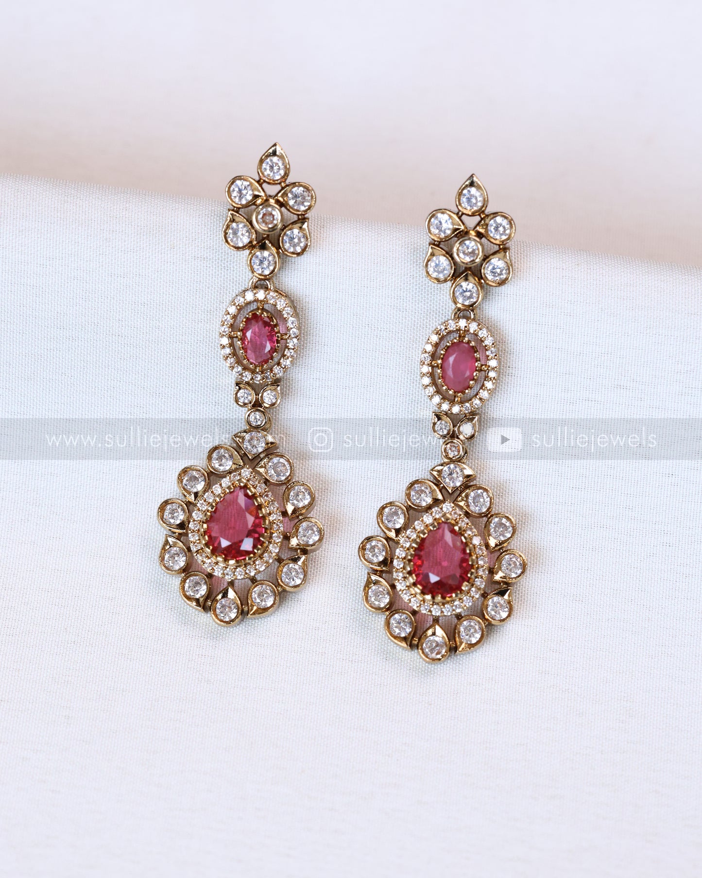 2112 - Premium Raindrop Polki Ruby Heavy Choker with Earrings