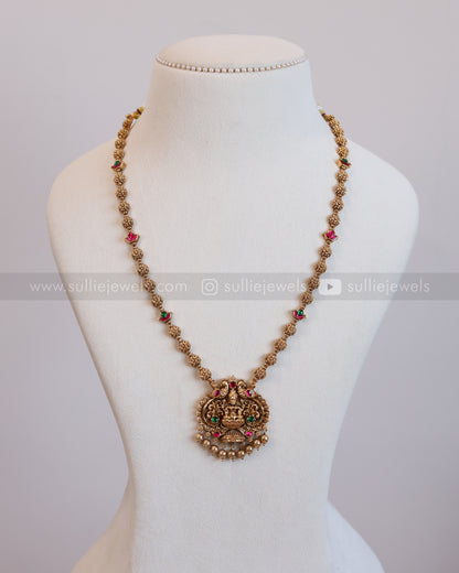 6032 - Lakshmi Premium Copper Gold Pendant Chain with Earrings