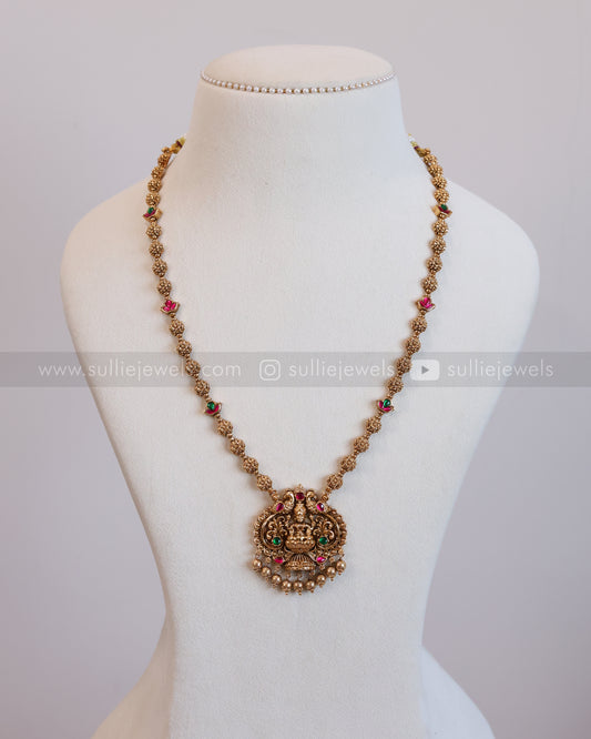 6032 - Lakshmi Premium Copper Gold Pendant Chain with Earrings