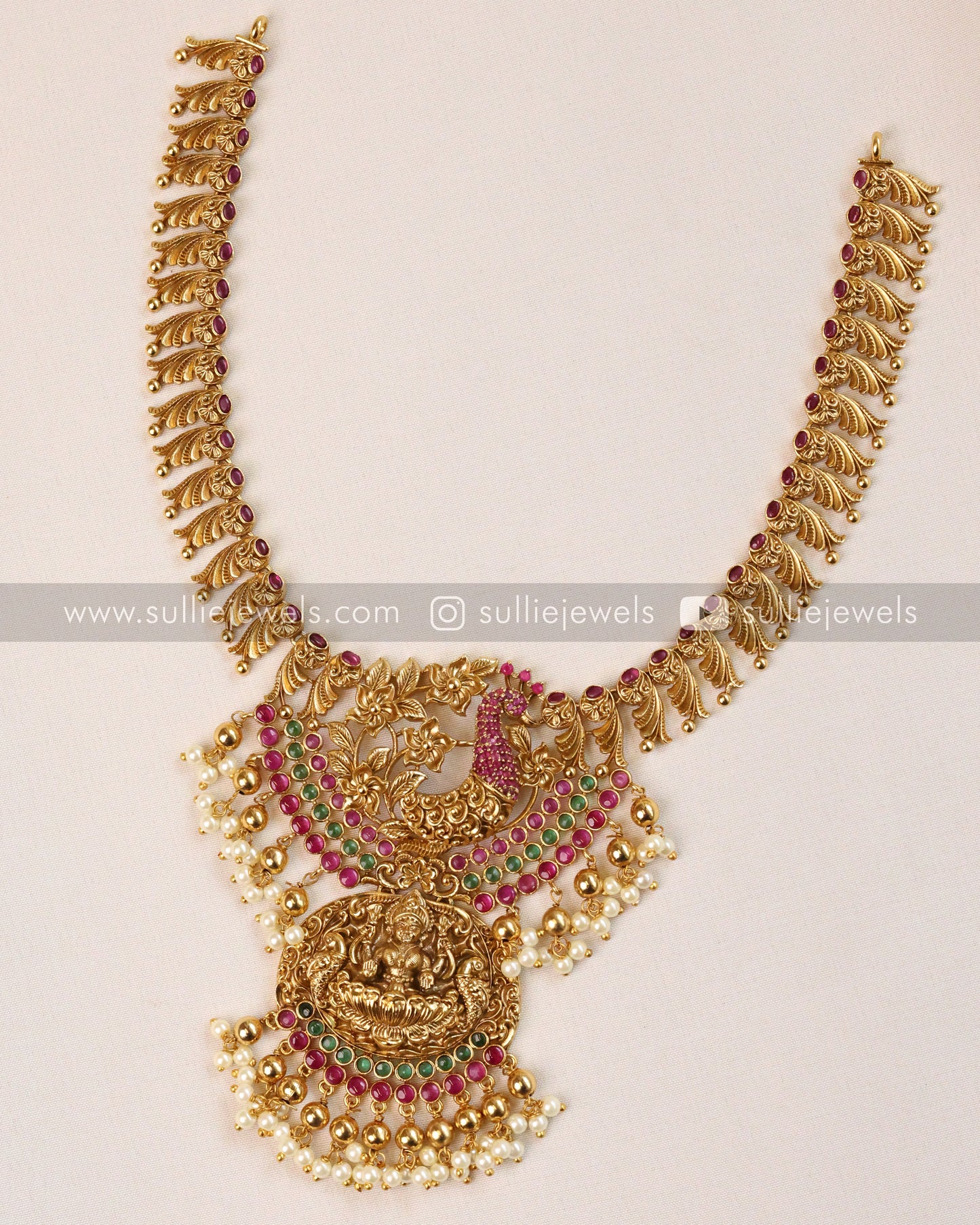Lakshmi & Peacock AD Necklace with Earring