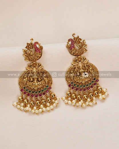 Lakshmi & Peacock AD Necklace with Earring