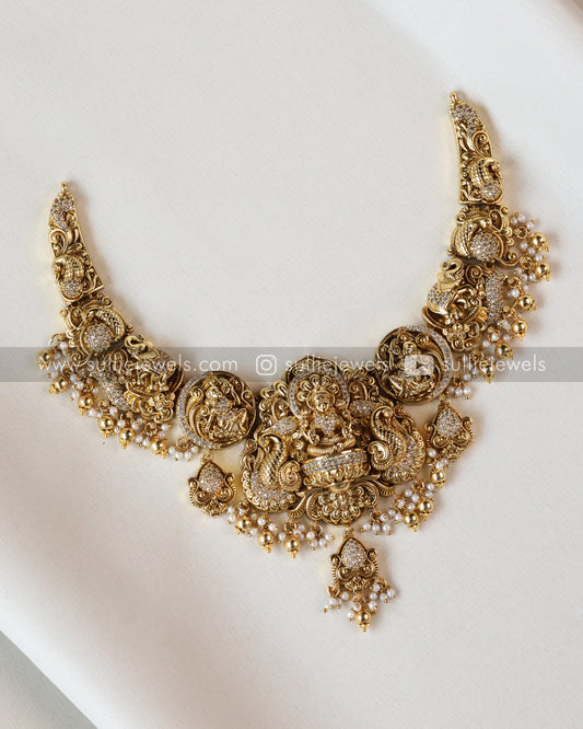 Lakshmi Premium Stonework Necklace with Jhumka