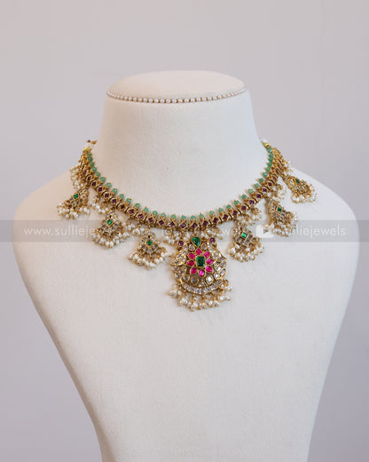 3604 - No Idol Jadau Guttapusalu Necklace with Jhumka