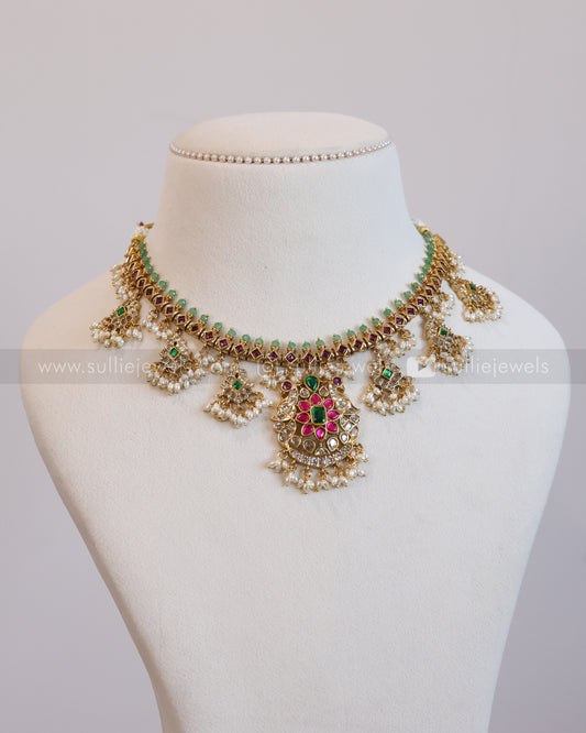 3604 - No Idol Jadau Guttapusalu Necklace with Jhumka