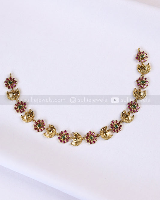 3923 - Peacock Floral Kemp Necklace with Earrings