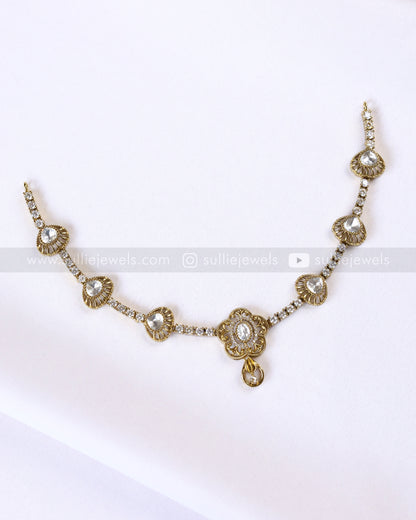 3927 - Flower Design Polki Necklace with Earrings