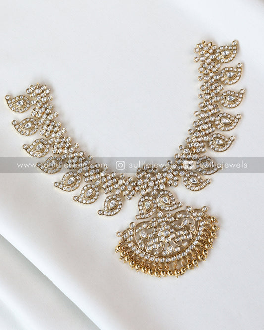 White Kemp Premium Necklace with Jhumka