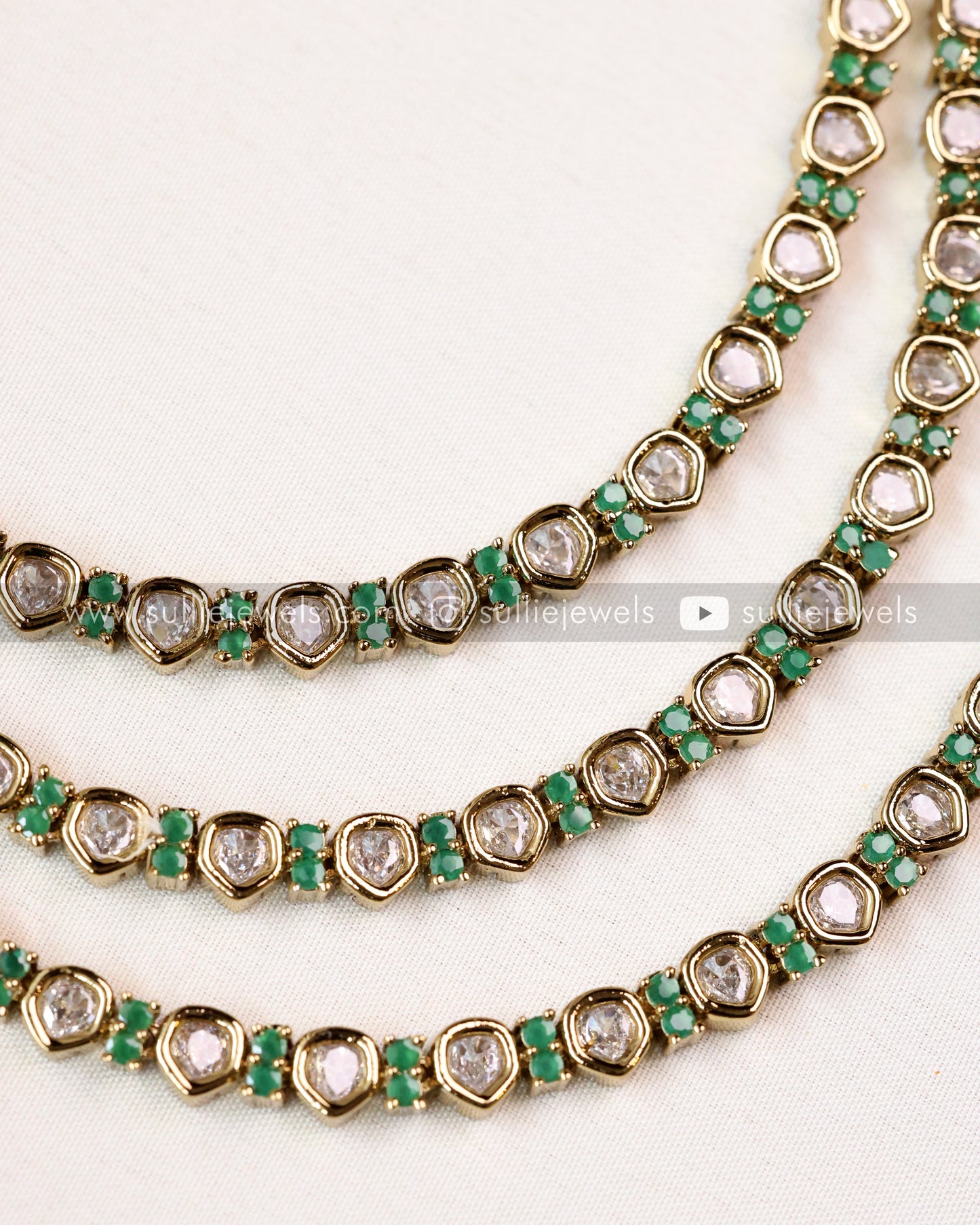 3 layered Moissanite Victorian Necklace with Studs