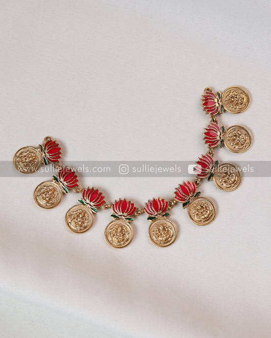 Sullie Basic - Lotus Lakshmi Coin Necklace with Stud