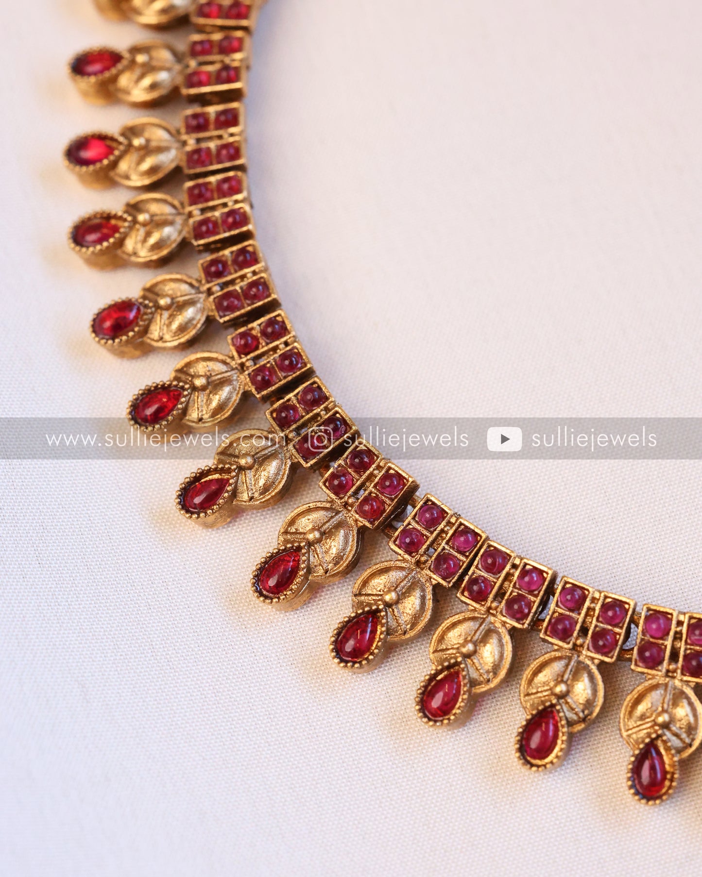 Red Stone Necklace with Stud