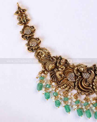 3883 - Premium Goddess Mint Beads Necklace with Jhumka