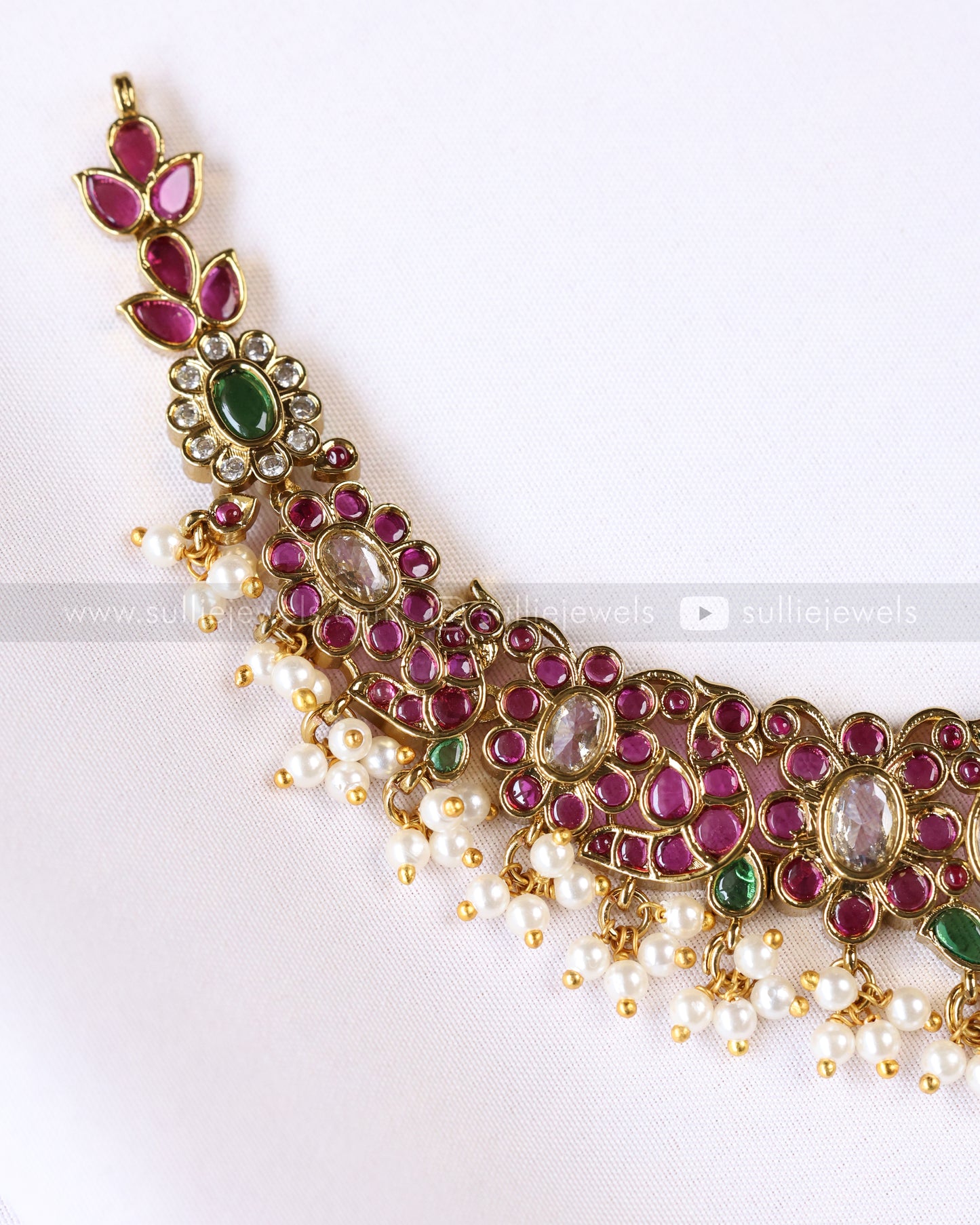 3895 - No Idol - Premium Ruby Kemp Design Necklace with Jhumka