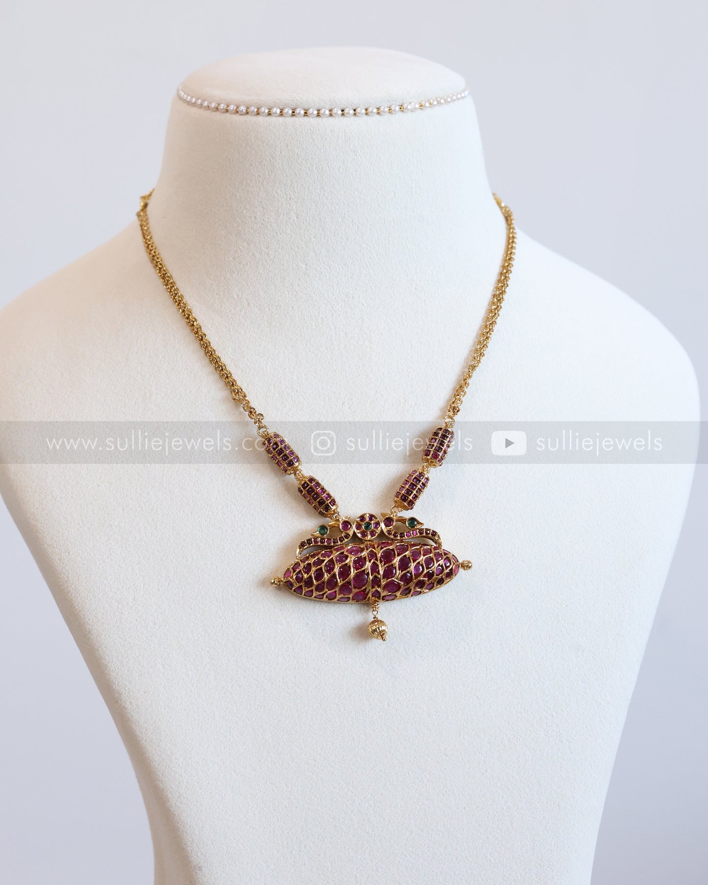 3588 - Kemp Drum Pendant Fusion Chain with Jhumka