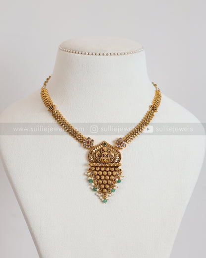 3906 - Traditional Lakshmi Attigai Necklace with Earring