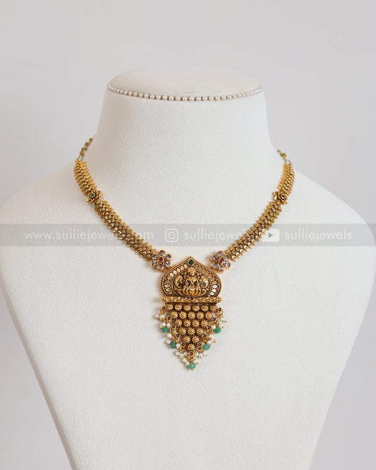 3906 - Traditional Lakshmi Attigai Necklace with Earring