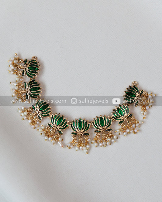 Sullie Basic - Lotus Pearl Necklace with Stud - Green