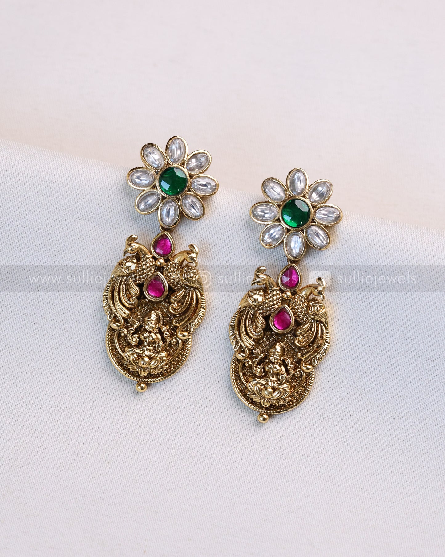 Detailed Lakshmi Peacock Coin Haram with Earring