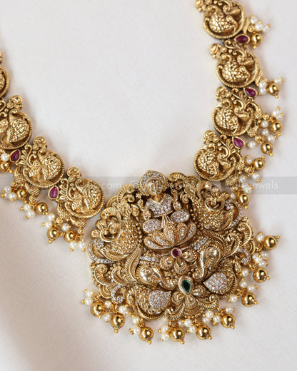 7155 - Premium Goddess Nagas Peacock Long Chain/Haram with Jhumka