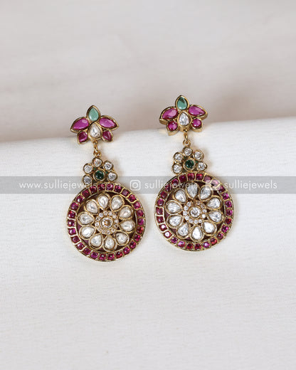 No Idol - Premium AD Ruby Kemp Design Necklace with Earring