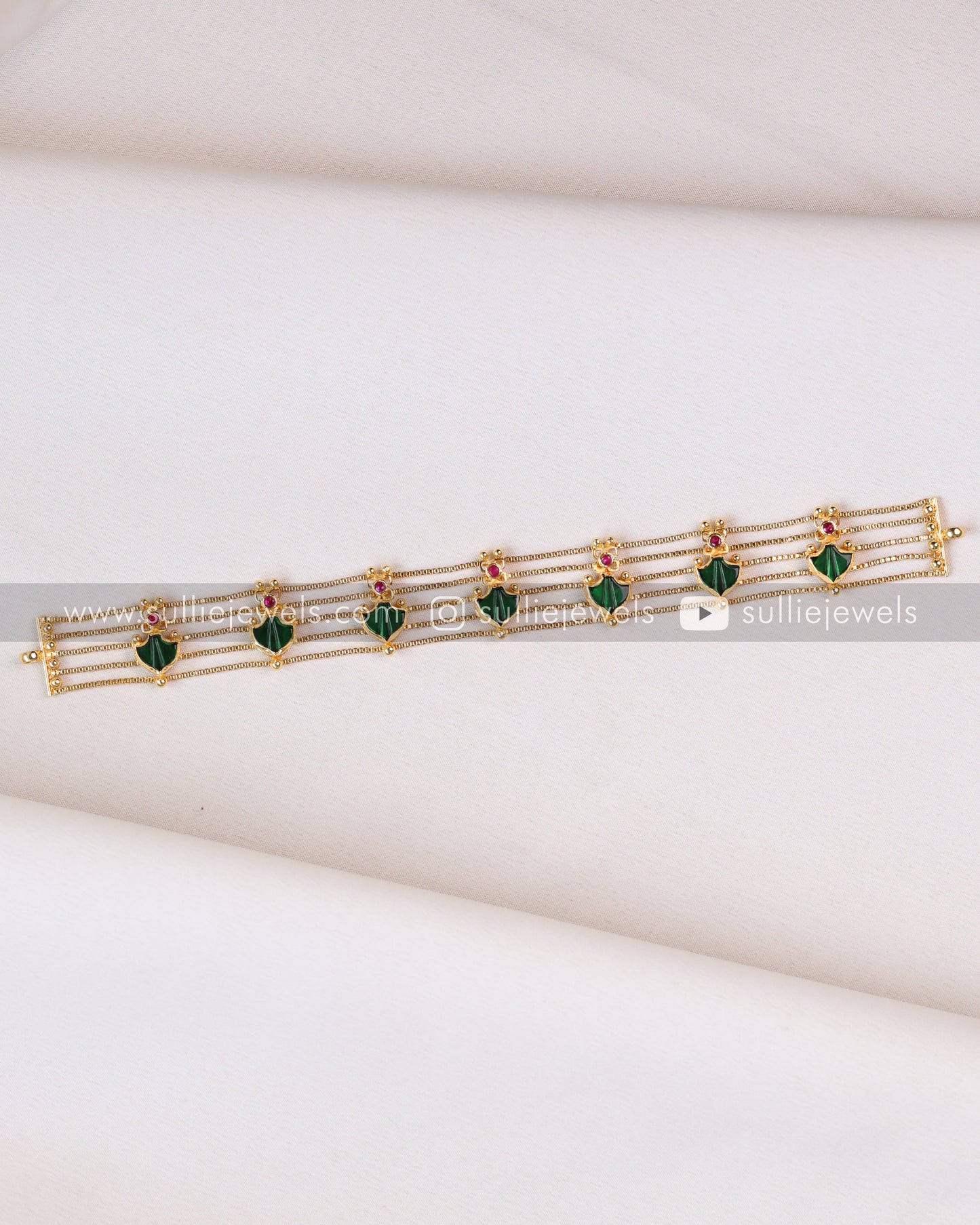 Gold Plated Palakka 5 layer Choker with Studs