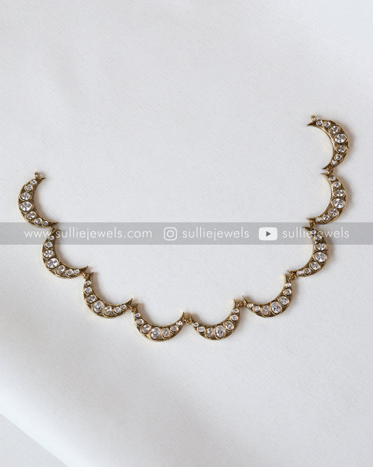 Crescent Moon Diamond Necklace with Earring