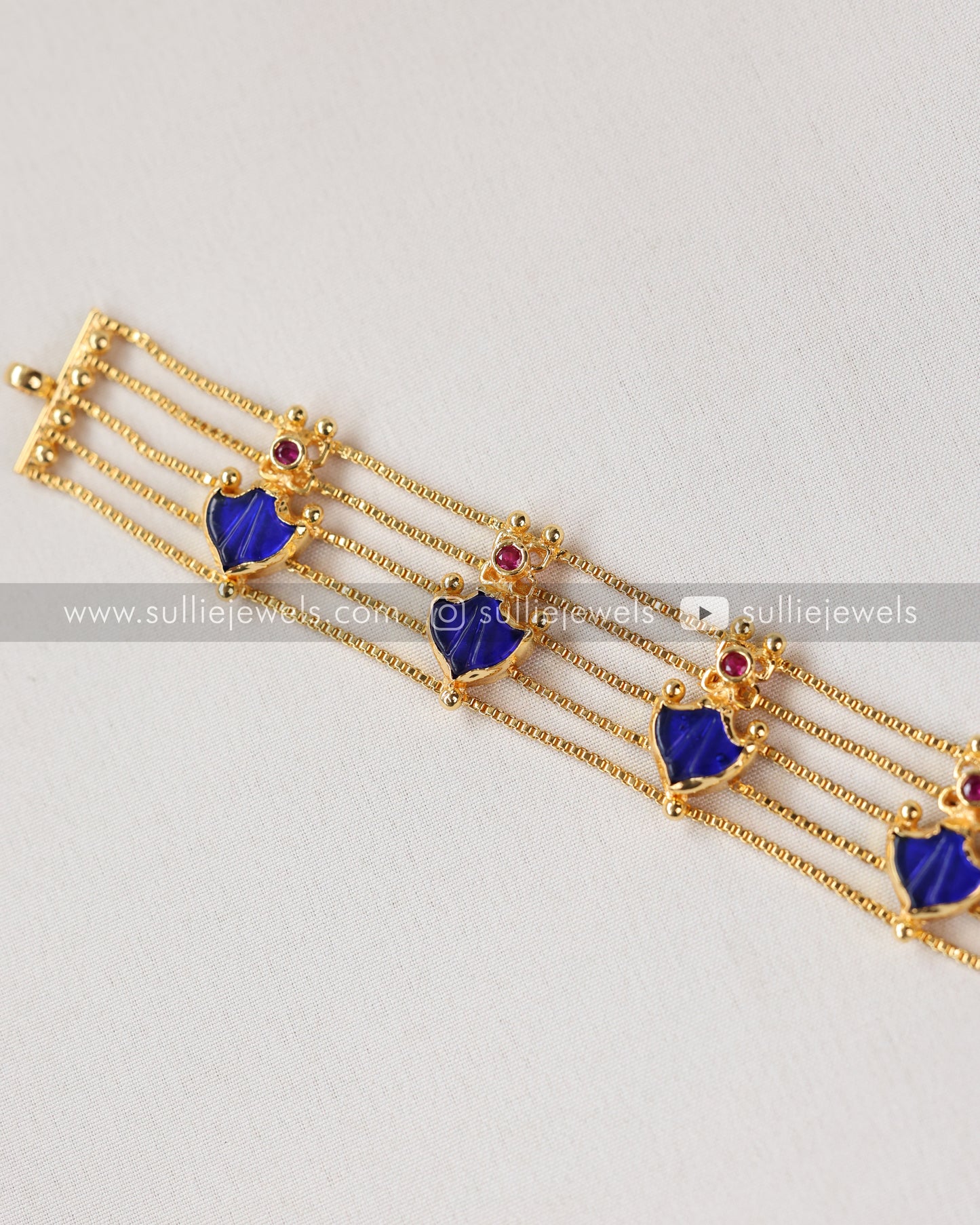 Gold Plated Palakka 5 layer Choker with Studs