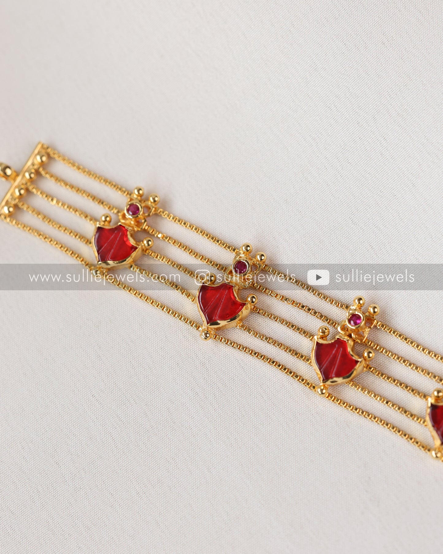Gold Plated Palakka 5 layer Choker with Studs