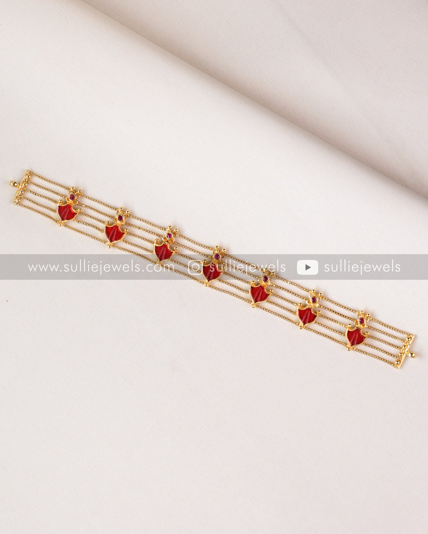 Gold Plated Palakka 5 layer Choker with Studs
