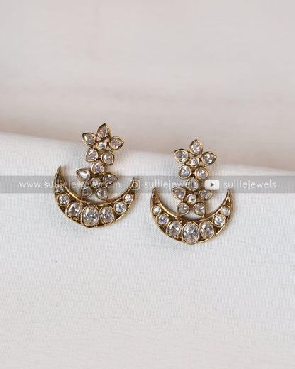 Crescent Moon Diamond Necklace with Earring