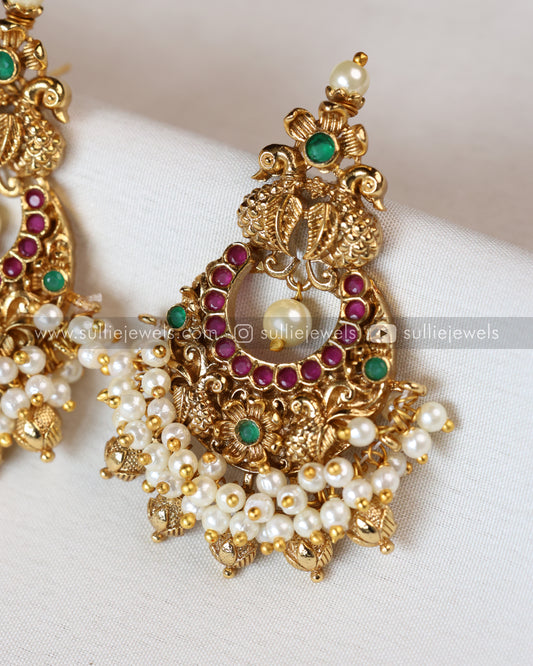 Designer Pearl Gold Chandbali Earring