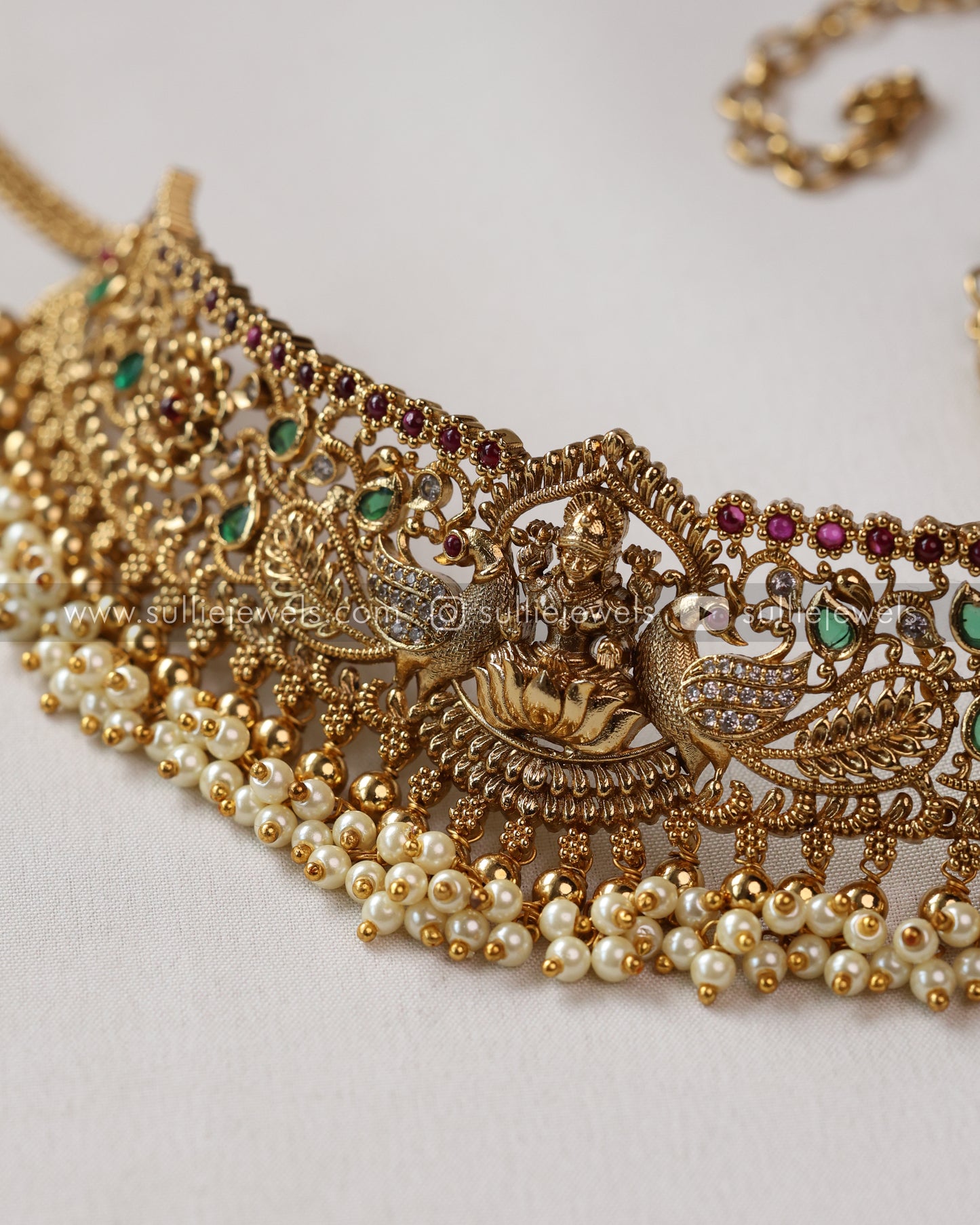 Antique Lakshmi Choker with Pearl drops & Earring