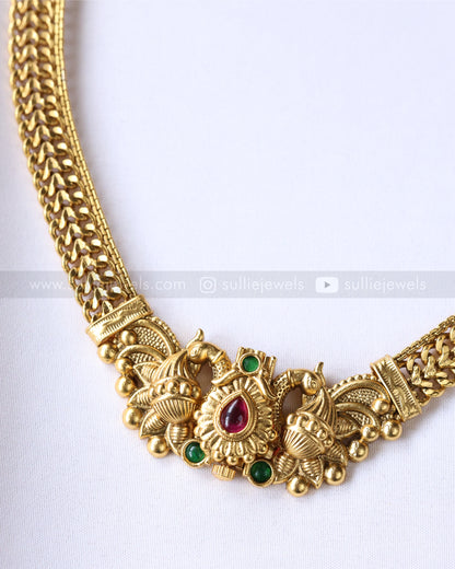 3903 - Gold Peacock Screw Opening Necklace with Stud