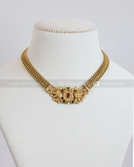 3903 - Gold Peacock Screw Opening Necklace with Stud
