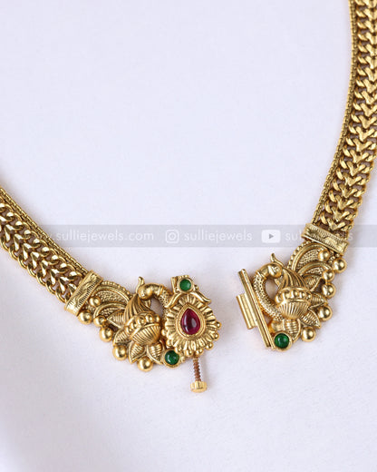 3903 - Gold Peacock Screw Opening Necklace with Stud