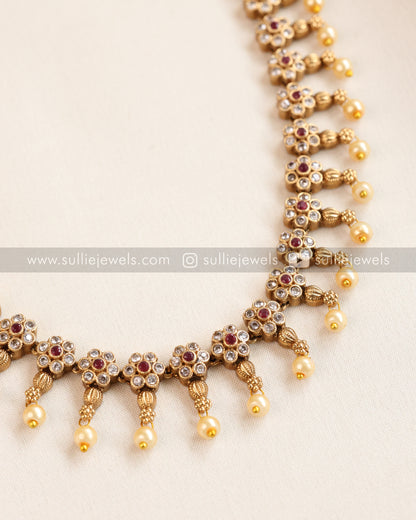 AD Red Flower Long Chain with Stud